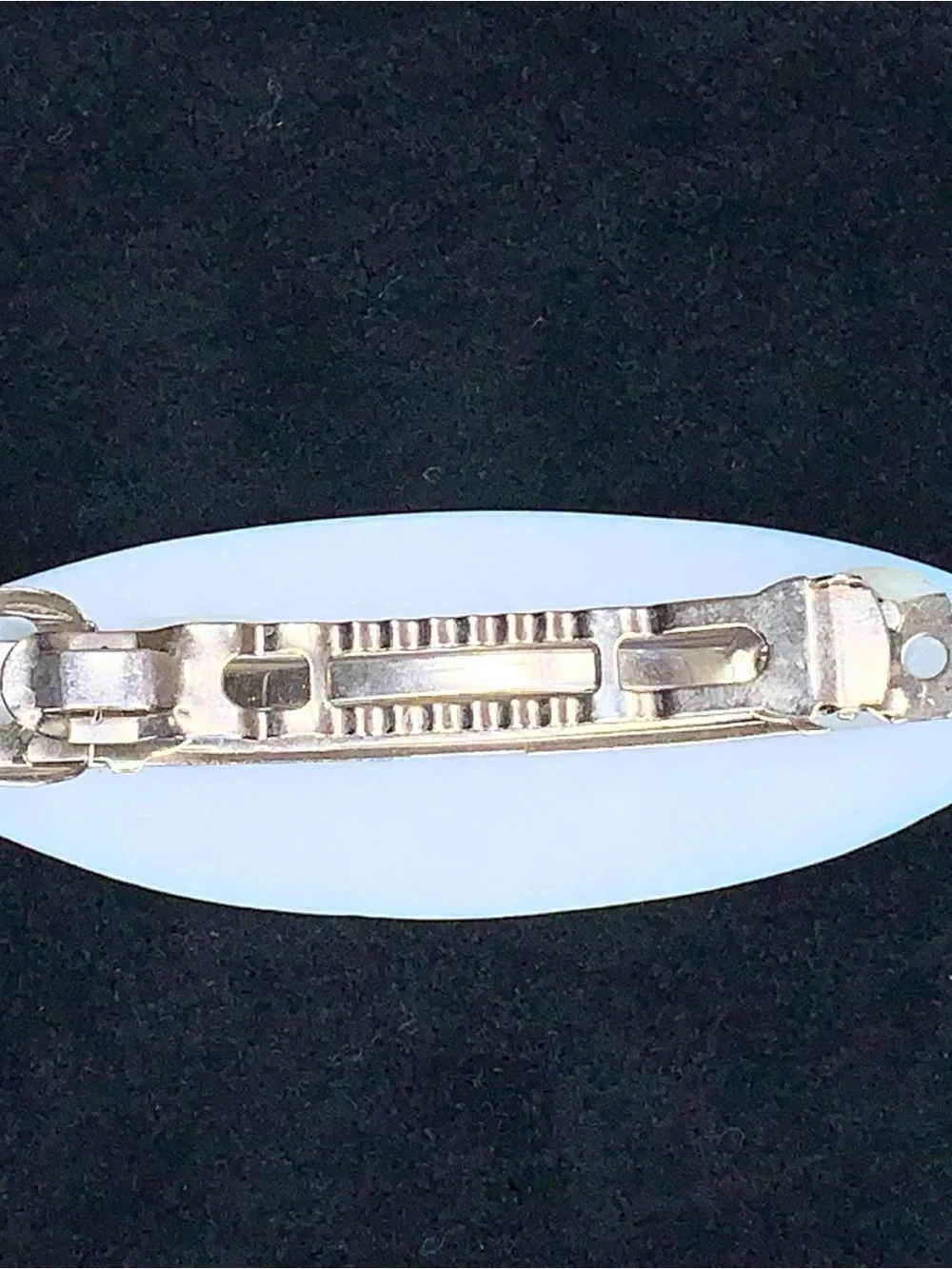 Vintage 80s Hair Barrette Teal Floral Retro Colorful Oval Silver Western